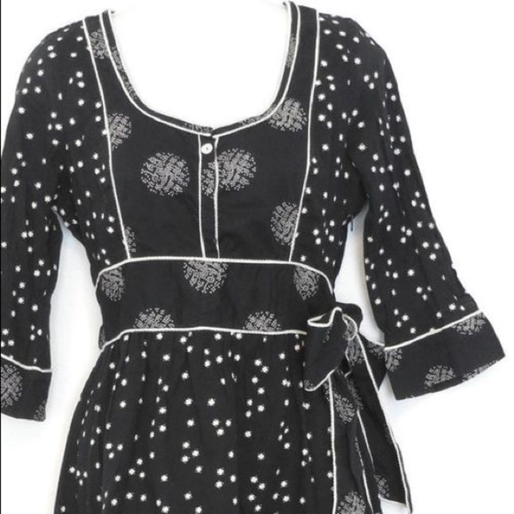 Anthropologie Black and White Printed Wrap Dress
